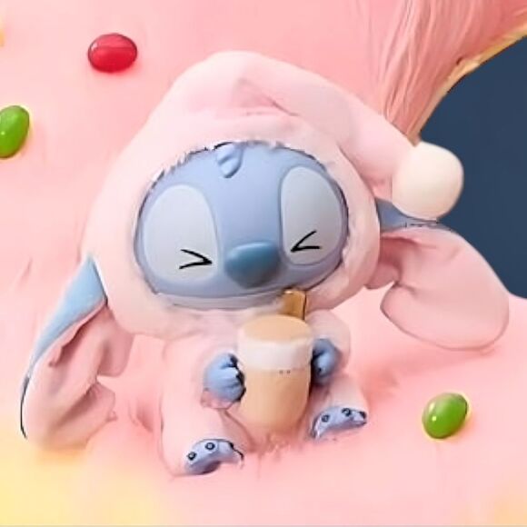 MINISO Disney Stitch Eat Something Before Sleep Plush Pendant - Milk Tea Desire - Picture 2 of 16